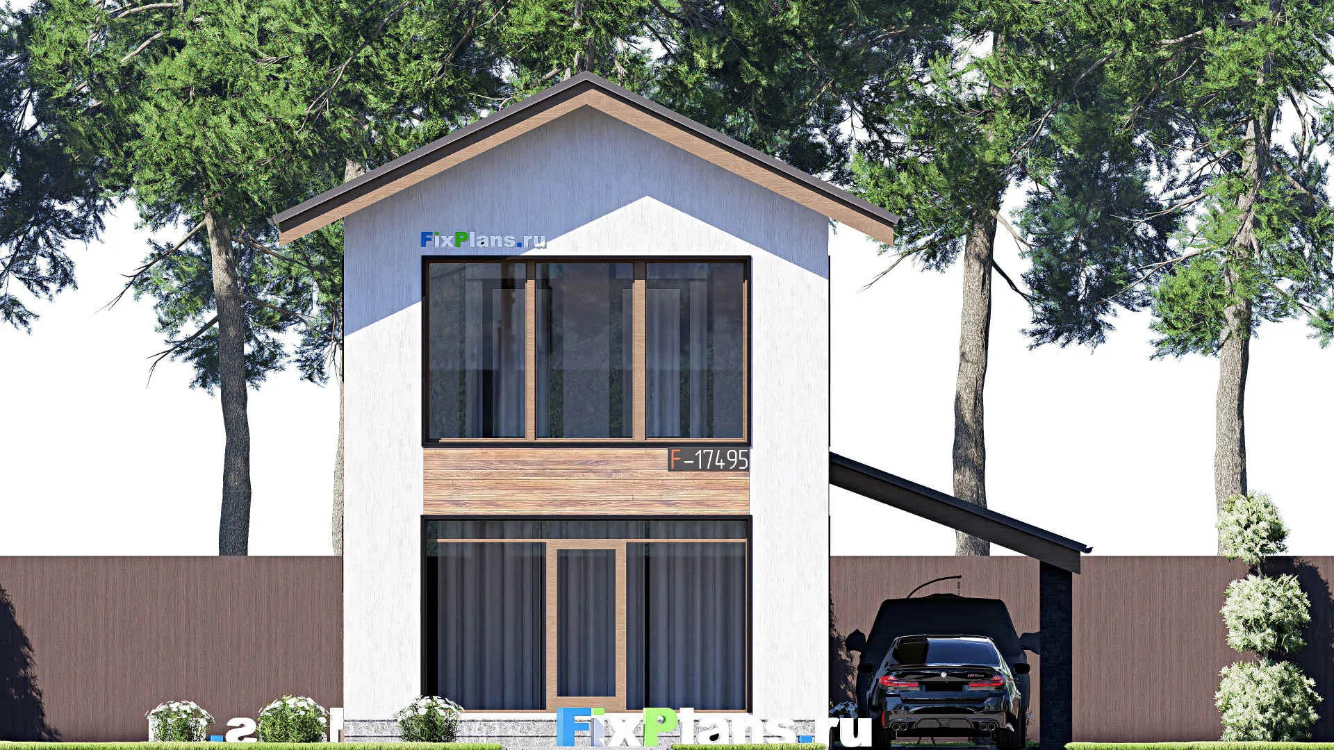 F-17495 - Проект двухэтажного дома 6 на 17, площадью 150 м² с террасой, балконом и 3 спальнями